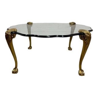 Mid 20th Century Brass and Glass Coffee Table in the Manner of Pe Guerin For Sale