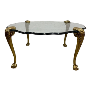 Mid 20th Century Brass and Glass Coffee Table in the Manner of Pe Guerin