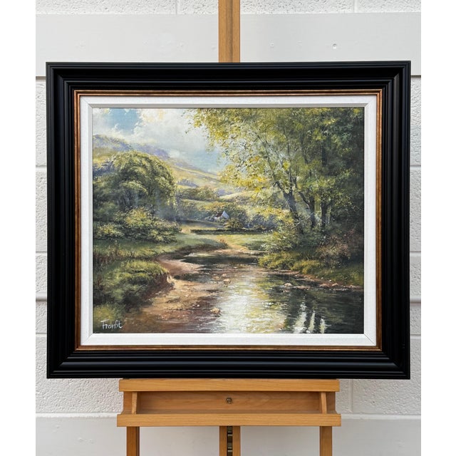 Remote Cottage in a Tree Lined River Landscape in Ireland by Modern Irish Artist 1985 Circa For Sale - Image 4 of 10