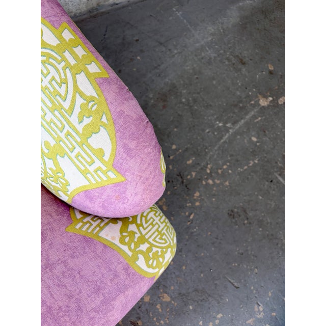 Chinoiserie / Hollywood Regency Fully Upholstered Lounge Chair by Laura Richard. Circa 1990s For Sale - Image 10 of 15