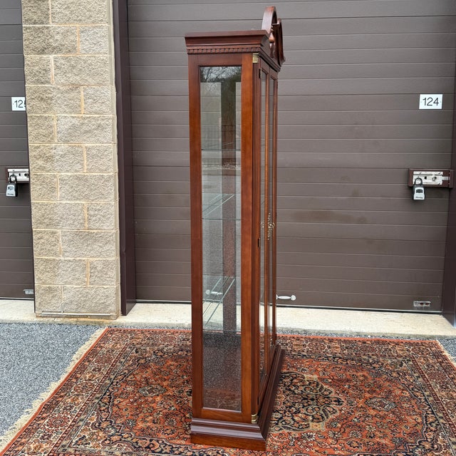 1990s Philip Reinisch Federal Style Carved Cherry Mirrored Curio or Display Cabinet For Sale - Image 12 of 15