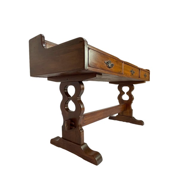 Early 20th Century Victorian Solid Pine Writing Desk With Hutch For Sale - Image 10 of 17