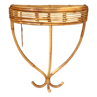 Rattan Wall Console Table, Italy, 1970s For Sale