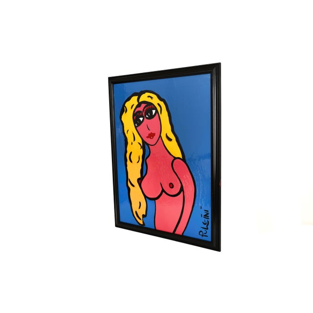 Pop Art Thomas Pulgini Blue Girl Pop Art Oil Painting For Sale - Image 3 of 7