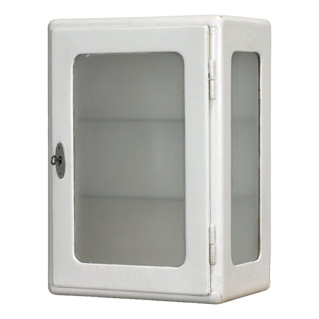 Vintage Glass and Wooden Medicine Cabinet, 1930 For Sale