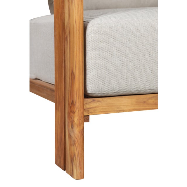 Modern Paradiso Outdoor Solid Teak Wood Sofa - Gray Fabric For Sale - Image 3 of 14