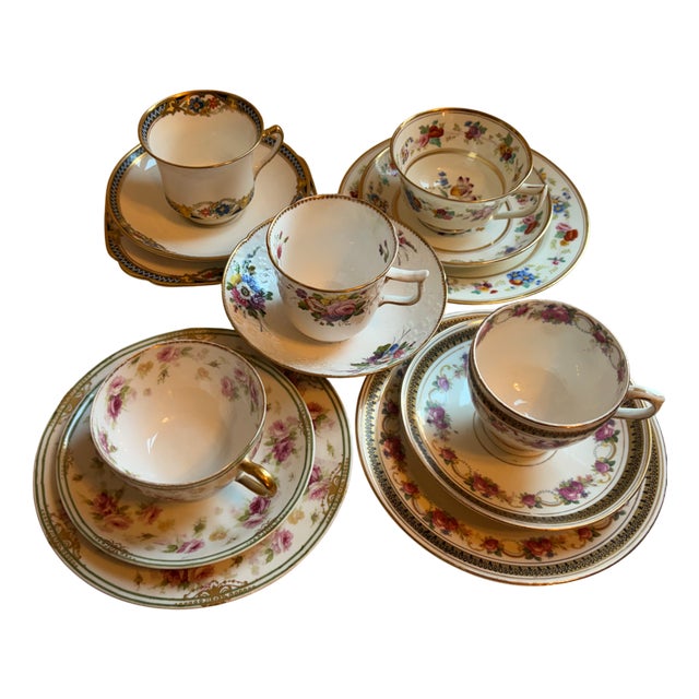 Antique Cups and Saucers, 1890s, Set of 8 For Sale