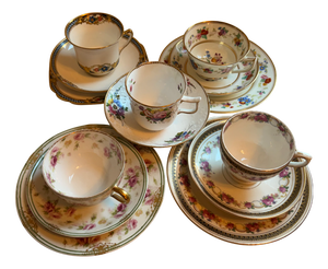 Antique Cups and Saucers, 1890s, Set of 8