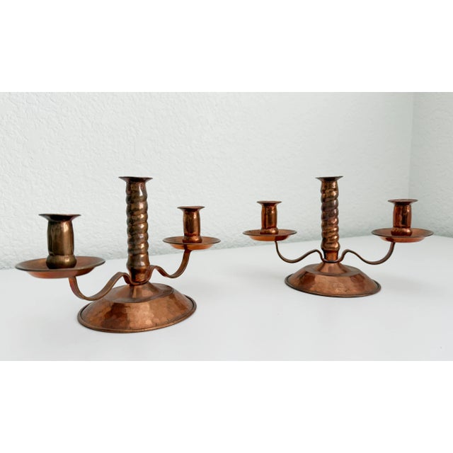 Mexican Rustic Copper Candle Holders - A Pair For Sale - Image 3 of 8