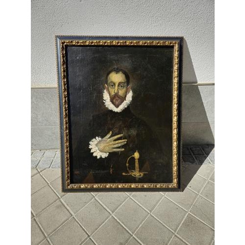After El Greco, The Nobleman with His Hand on His Chest, 1924, Oil Painting, Framed For Sale - Image 12 of 13