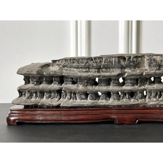 A unusual Chinese scholar stone originated from Wuling Mountains, Huan Province in central China. A type of geological...