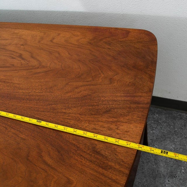 Mid Century Danish Modern Desk Executive Walnut 6 Drawer Locking Cabinet Wood For Sale - Image 10 of 10