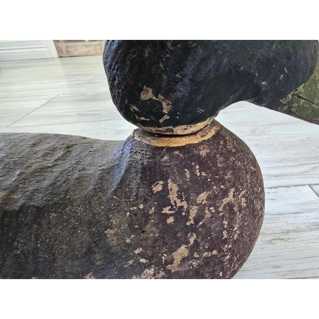 American Antique Hand-Stamped "K" Rig Cork & Wood Black Duck Decoy - Early 20th Century Americana For Sale - Image 3 of 12