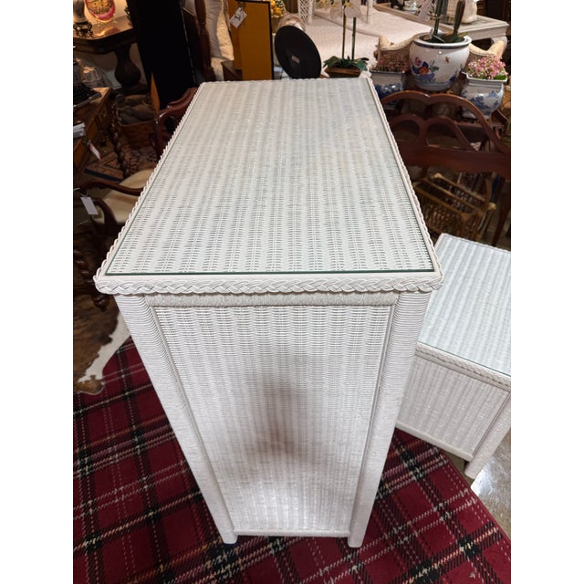 Late 20th Century Henry Link White Wicker Five Drawer Chest For Sale - Image 10 of 10