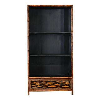 English 19th Century Bamboo & Decoupage Bookcase For Sale