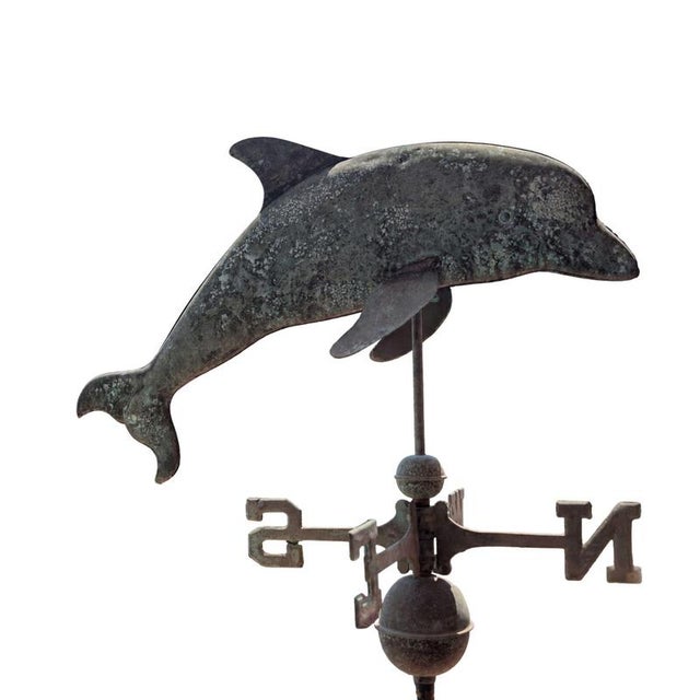 Antique Italian Copper Weathervane with Three-Dimensional Dolphin, 1900s For Sale - Image 9 of 9