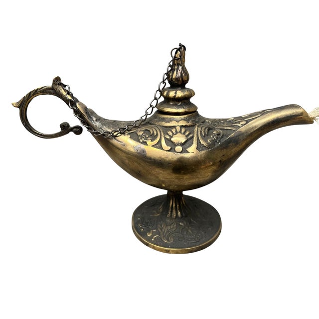 Rustic Genie Lamp with Chain Lid For Sale - Image 6 of 13