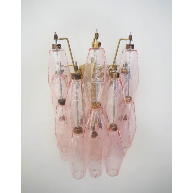 Pink Vintage Italian Poliedri Pink Glass Wall Sconces, 1990, Set of 2 For Sale - Image 8 of 13