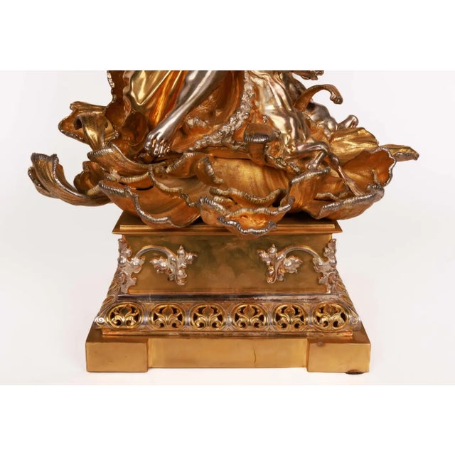 Glass Monumental Silvered and Gilt-Bronze Glass Centerpiece of "Poseidon" For Sale - Image 7 of 16