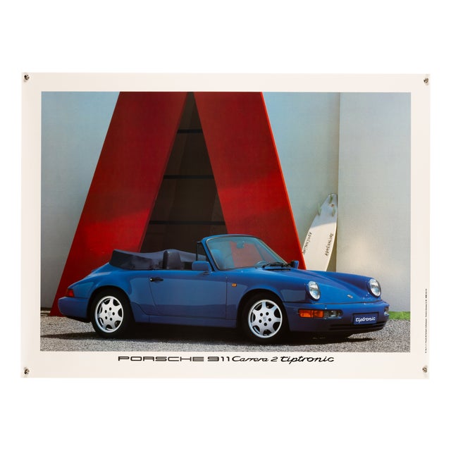 Vintage Porsche 911 Carrera 2 Tiptronic Poster, 1990 For Sale