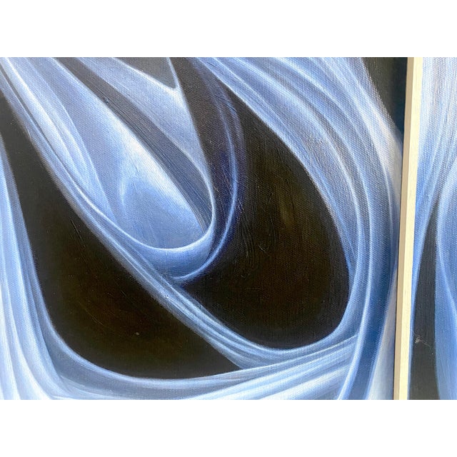 Abstract Contemporary Abstract Black and Blue Wisp Painting by Javier Chavira For Sale - Image 3 of 3