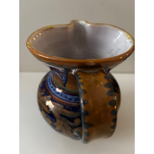 Deruta Vintage Italian Majolica Luster Griffin Pitcher, Hand-Painted Renaissance Revival For Sale - Image 4 of 10