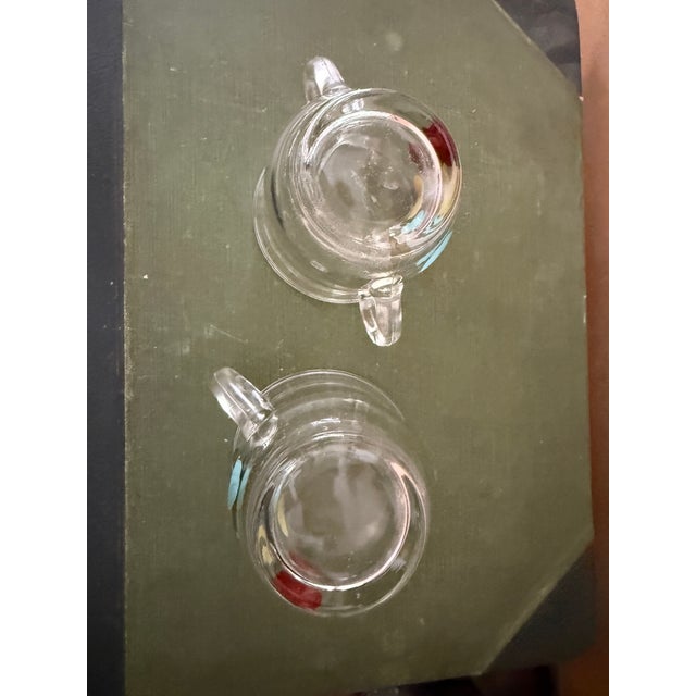 1940s Mid 20 Century Bartlett Collins Gay Fad Creamer and Sugar Bowl Set Hand Painted Glassware For Sale - Image 5 of 7