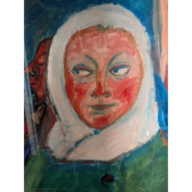 Portrait of Woman with White Scarf This vivid watercolor seems to be both a portrait and a narrative. The portrait depicts...