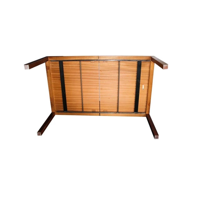 Brown 1960s Dyrlund of Denmark Mid Century Danish Parsons Tri-Wood Dining Table For Sale - Image 8 of 12
