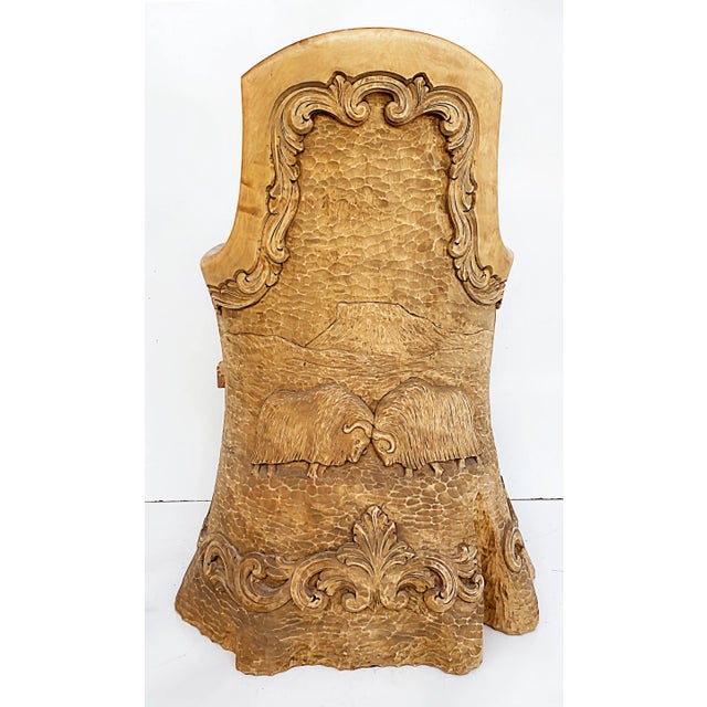 Scandinavian Hand-Carved Kubbestol Chair, Norway or Denmark For Sale - Image 4 of 13
