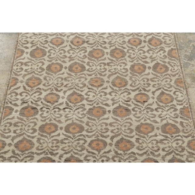 Rug & Kilim Contemporary Block Print Floral Wool Runner by Rug & Kilim, India For Sale - Image 4 of 9