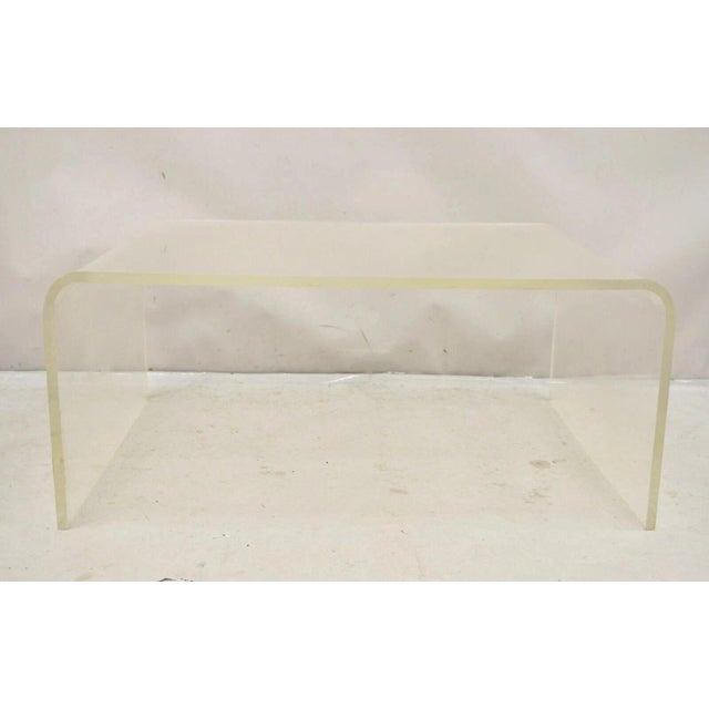 Vintage Mid Century Modern Large 42 X 30 Lucite Waterfall Coffee Table For Sale - Image 12 of 12