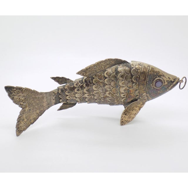 Large Vintage Portuguese Handmade Genuine Silver Fish Sculpture, 1940s For Sale - Image 3 of 14