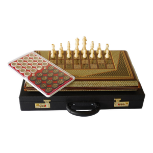 Handcrafted Chess & Backgammon Set – Geometric Marquetry Game Board | Pilardi