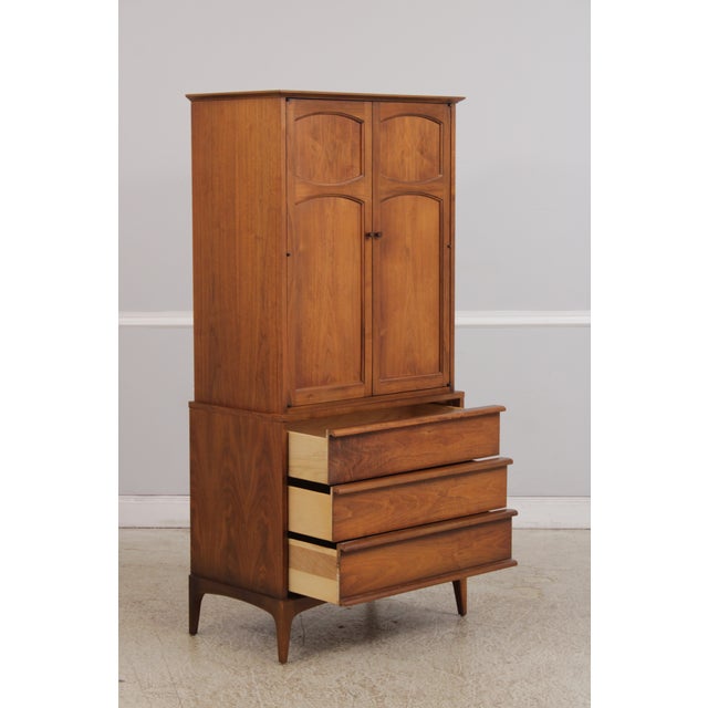 Wood Walnut Mid Century Modern Gentlemens Chest Armoire by Lane For Sale - Image 7 of 18