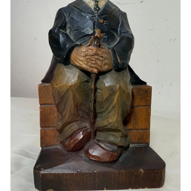 Rare Antique Hand Carved Wood Charlie Chaplin German Whistler Sculpture Statue For Sale In New York - Image 6 of 11