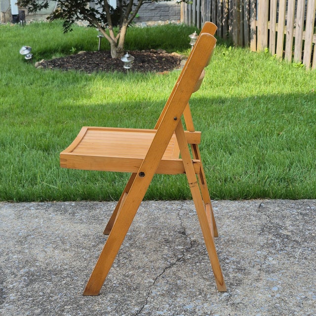 Brown 1970s Slatted Wooden Folding Wedding Event Party Chairs, Assembled Set of 10 For Sale - Image 8 of 13