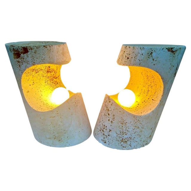 Travertine Table Lamps by Giuliano Cesari for Nucleo, 1971, Set of 2 For Sale - Image 11 of 11