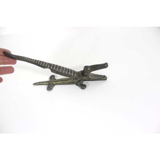 Mid 20th Century Vintage Brass Crocodile Nut Cracker Alligator Nutcracker, Bar Cart Styling For Sale - Image 5 of 11