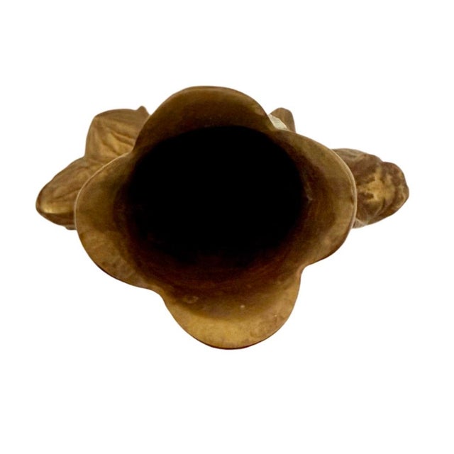 1940s VTG 7” Solid Brass Floral Bud Vase Art Nouveau Tulip Flower Figural Decor (A-3). For Sale - Image 5 of 7