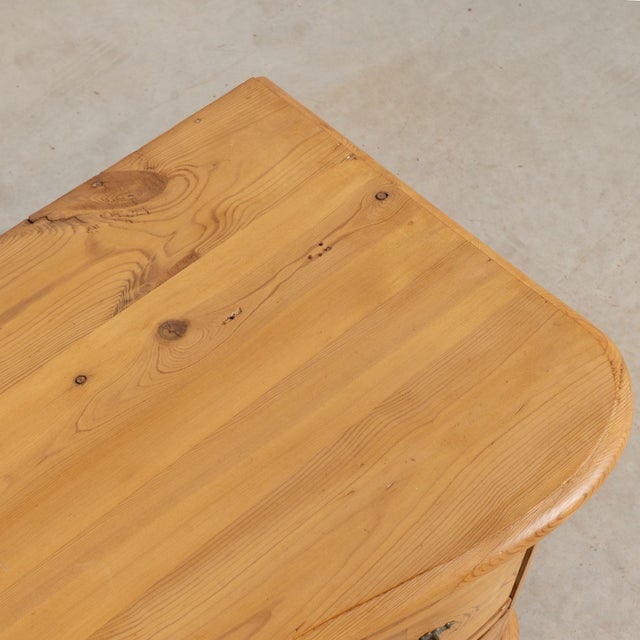 Brown 19th Century Danish Pine Curved Chest of Three Drawers For Sale - Image 8 of 15