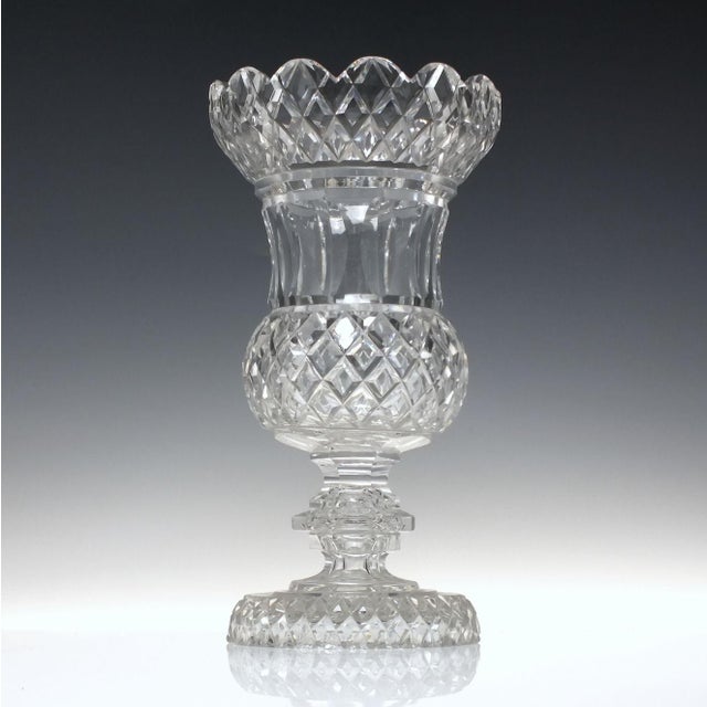 Technical A fine large 19th-century cut glass vase in the form of a Scottish Thistle. It has a thistle bowl with a...