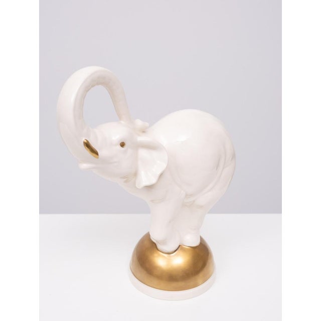 Gold Large Ceramic Elephant on Golden Ball, 1970s For Sale - Image 8 of 9