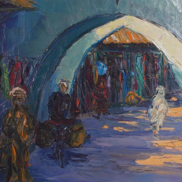 Mid-Century Modern Middle Eastern Building Painting For Sale - Image 3 of 8