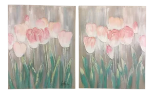 1980s Lee Reynolds Tulip Paintings, a Pair