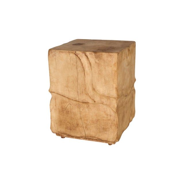 Bleached Mango Lychee Carved Side Table For Sale - Image 4 of 6