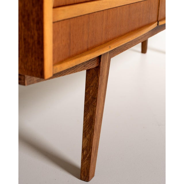 Brown Scandinavian Teak Sideboard with Glass Door, 1950s For Sale - Image 8 of 11