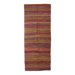 Vintage Striped Area Kilim Rug - 5`3" X 13`5" For Sale