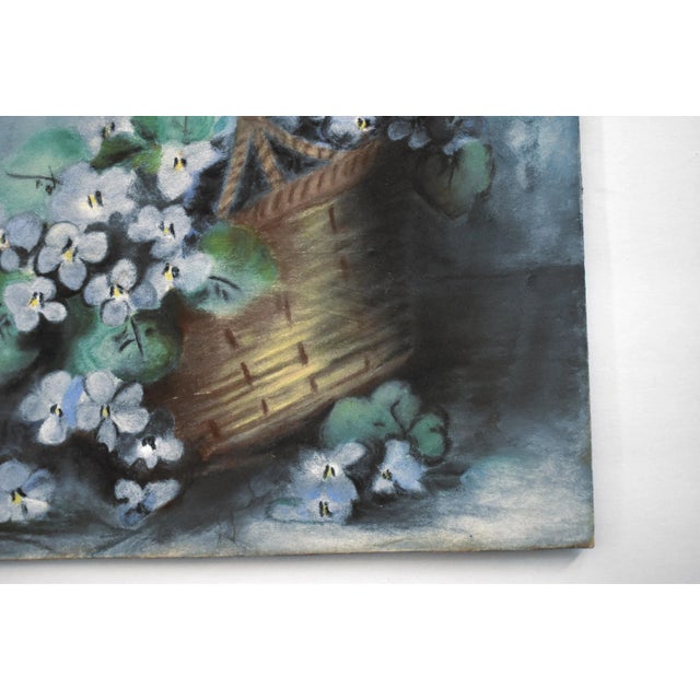 Antique Pastel of a Basket of Violets For Sale - Image 4 of 7
