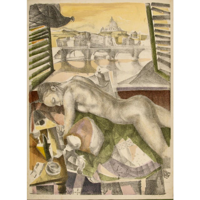 1980s italian signed numbered and dated original work on paper this is a wonderful colour lithograph entitled ‘scorcio di...